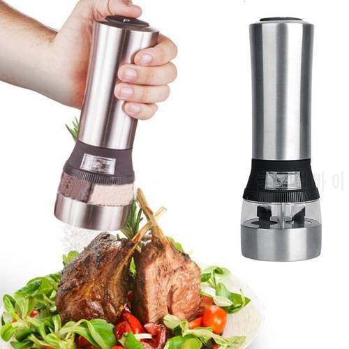 2 in1 Stainless Steel Pepper Grinder Portable Electric Grinding Salt And Pepper Dual Head Grinder Electric Tools