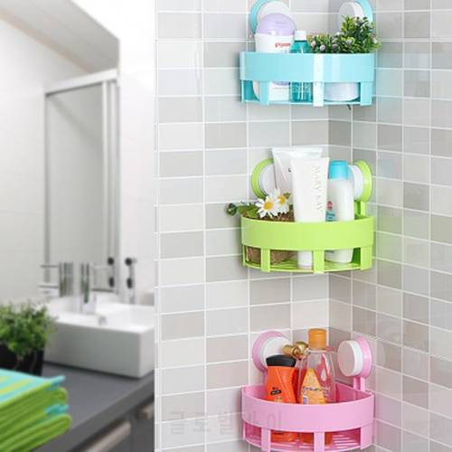 1 PC Creative Bathroom Corner Storage Rack Organizer Shower Wall Shelf with Double Strong Vacuum Suction Cup Free Shipping