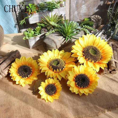 Simulation sunflower flower head wedding bouquet holiday party decoration artificial flower plants wall ornament birthday gift