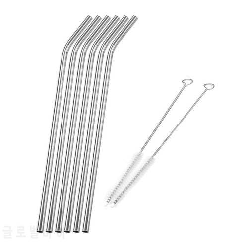 Reusable Straw Pipette Suction Metal Stainless Steel Drinking Straws Cleaner Brush Pipe Straight Bent Tube Home Bar Accessories