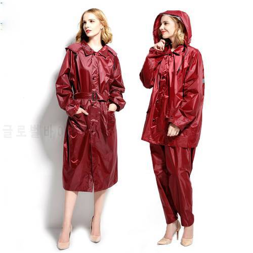 Fashion Women Men Raincoat Poncho Waterproof Trench Coat Rain Coat With Pants Set Outdoor Split Rain Suit Chubasqueros Mujer