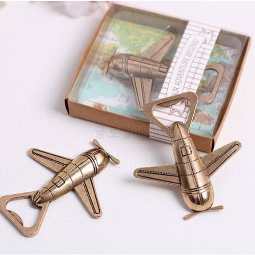 100pcs Free Shipping Antique Air Plane Airplane Shape Wine Beer Bottle Opener Metal Openers For Wedding Party Gift Favors SN072