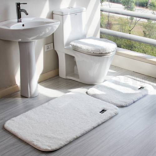 4pcs/set High-grade Anti-slip Bath Mat Rugs Solid Color Super Soft Bathroom Toilet Seat Cushion Lid Covers Set Floor Carpet