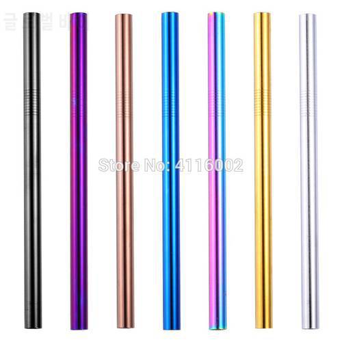 200pcs 215*12mm Stainless Steel Straw 5 Colors Metal Colorful Drinking Reusable Straight Large Straws For Juice Coffee