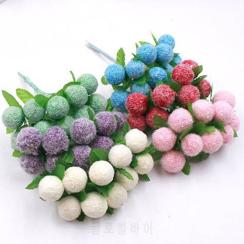 Best Selling 10pcs/lot Small Bouquet of Artificial Flowers Stamens Cherry Berry Christmas Festival Party Decor Free Shipping