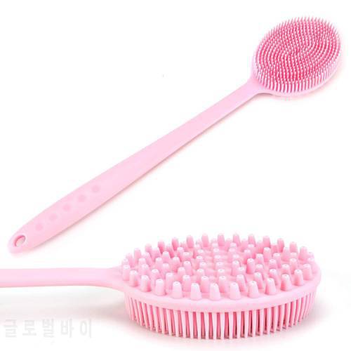 Silicone Long Handle Brush Soft Tiles Back Scrub Scrubber for Skin Massager 2 in 1 Body Cleaning Gadgets Bath Shower Household