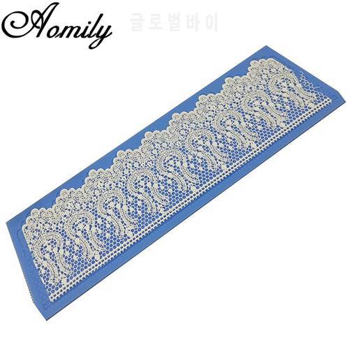 Aomily Silicone Lace Flower Wedding Cake Beautiful Flower Lace Fondant Mold Mousse Sugar craft Icing Mat Pad Pastry Baking Tool
