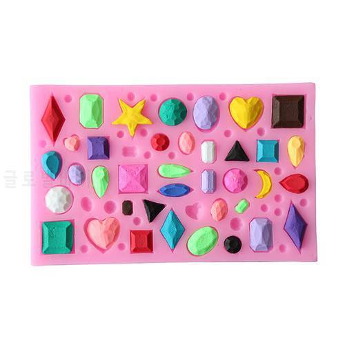 Gem shaped 3D fondant cake silicone mold for polymer clay molds chocolate pastry candy making decoration tools F0595