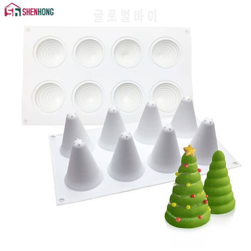 SHENHONG New Christmas Tree Cake Decorating Mould 3D Silicone Molds For Baking Brownie Mousse Make Dessert Pan Chocolate Tools