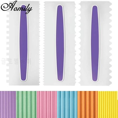 Aomily 3 Styles DIY Cake Plastic Spatulas Decorating Birthday Wedding Cake Scrapers Pastry Cutter Bakeware Home Mousse Baking