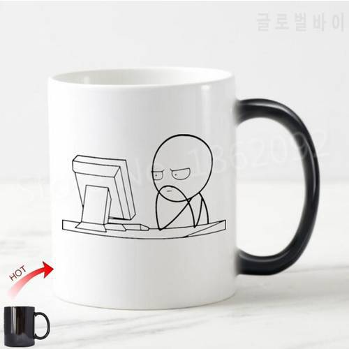 Novelty Meme Computer Guy Coffee Mug Tea Cup Funny Stickman Nerd Gifts for Engineer Programmer IT Coworker Joke Birthday Present
