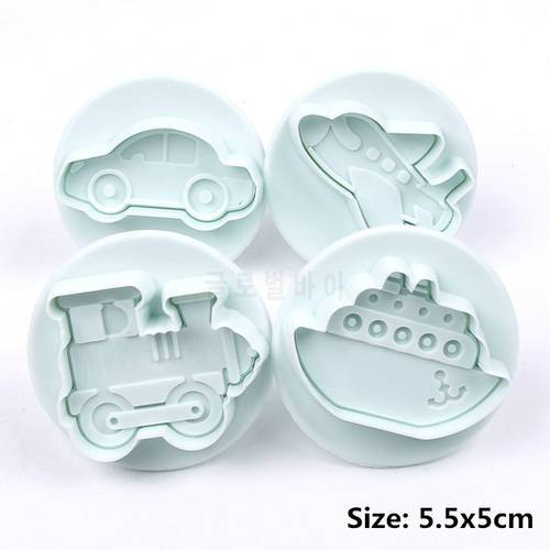4PCS/set Airplane, Vehicle,Tank, Car Shape Plastic Biscuit Cookie Cutters Fondant Pastry Mold Cake Decorating Tools Candy Molds
