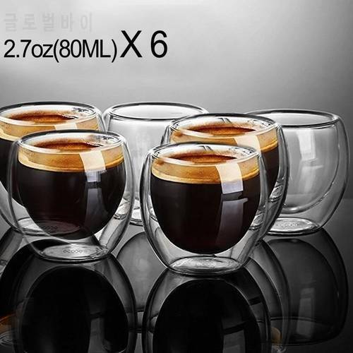 Double Wall Glass Clear Handmade Heat Resistant Tea Drink Cups Healthy Drink Mug Coffee Cups Insulated Shot Glass
