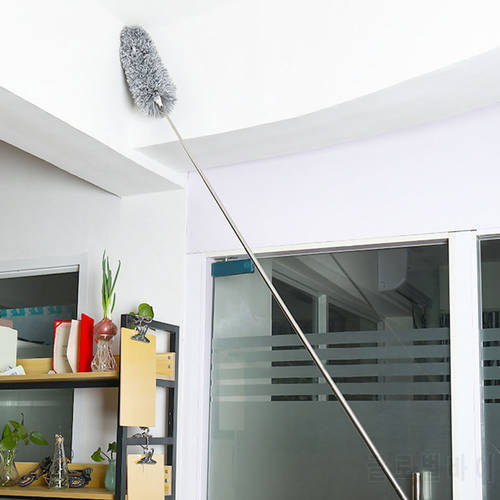 Telescopic Pole Washable Long Handle Extendable Duster Static Stainless Steel Bendable Brush Lengthen Roof Cleaning