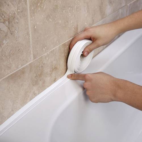 3.2mx38mm Bathroom Shower Sink Bath Sealing Strip Tape White PVC Self Adhesive Wall Stickers Waterproof Wall Sticker for Kitchen
