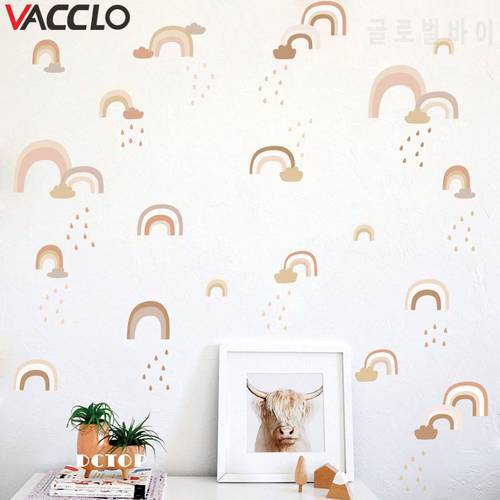Vacclo Watercolor DIY Rainbow Rain Wall Sticker Living Room Bedroom Children Room Background Wall Self-adhesive Paper Wallpaper