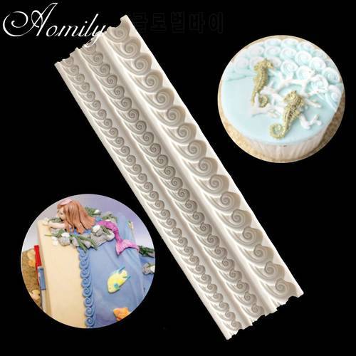 Aomily Sea Wave Spray Wedding Fondant Cake Silicone Summer Beach Wave Mold Mousse Sugar Craft Icing Mat Pad Pastry Baking Tool