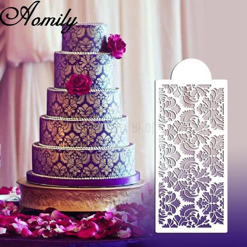 Aomily Flower Design Cake Stencil Fondant Decorating Stencils Templates Mold Baking Cake Tools New Style Wedding Baking Tools