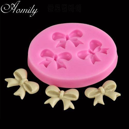 Aomily 3D Bowknot Shaped Silicon Chocolate Jelly Candy Cake Bakeware Mold DIY Pastry Bar Ice Block Soap Mould Baking Tools