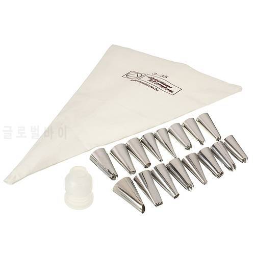 18PCS/Set Cotton Icing Piping Cream Pastry Bag + 16 Stainless Steel Nozzle Set +1 Converter DIY Cake Decorating Cake Tools
