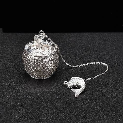 Lucky Fortune Pure Silver 999 Tea Leaf Strainer Kung Fu Tea Filter Creative Artifact Home Travel Office Portable Reusable Gifts