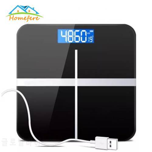 USB Charging Bathroom Scale Glass Smart Household Electronic Digital Weight Balance LCD Display