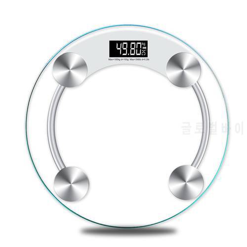 Round Electronic Weight Scale LCD Display Toughened Glass 180Kg Bathroom Gym Smart Body Weighing Digital Scale Diameter 28cm