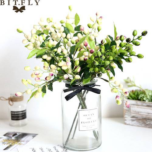 1PC Artificial Olive Bean Flower Tree Branches Fake Plant Bouquet For DIY Birthday Wedding Party Home Room Wreath Decoration