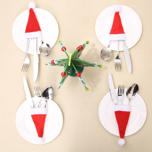New Year 2020 Christmas Hat Tableware Knife Fork Mat Christmas Ornaments Navidad Christmas Decorations for Home Natal Noel Gift