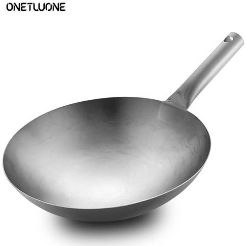High-Quality Pure Titanium Wok, 2mm Thick Round Bottom Wok, A light, non-stick pot Ideal for home use in a healthy wok pan