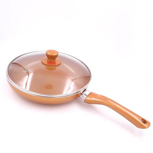 Master Star Hot Sale Ceramic Coating Fry Pan&Glass Lid Copper Frying Pan Skillet Induction Cooker Pan