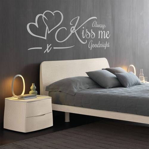 Wall Sticker Always Kiss Me Good Night Quotes Vinyl Mural For House Decoration Home Bedroom Decor Stickers Wallpaper