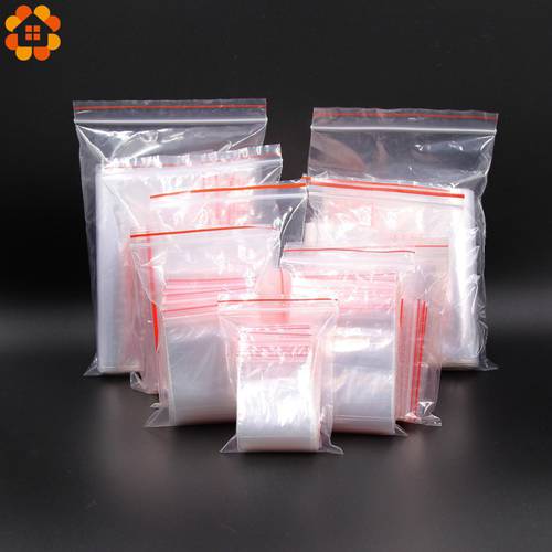 100PCS Multi Size Transparent Resealable Cellophane PE Self Adhesive Plastic Seal Bags For Candy Cookie Resealable Packaging