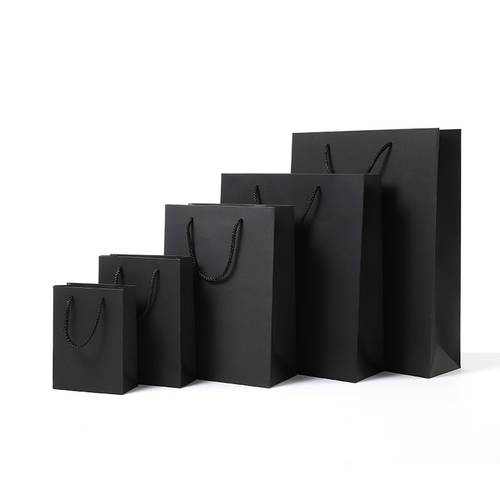 Black High Quality Simple Paper Gift Bag Kraft Paper Bags Candy Box Wedding Christmas Birthday Party Gift Packing Reusable Bags