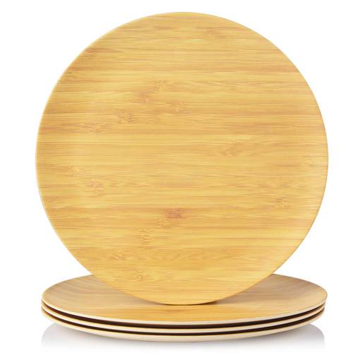 High Quality Bamboo Fiber Plates Bamboo Grain Pattern Tableware Plate Handmade sushi Western food Dish dinnerware For Camping