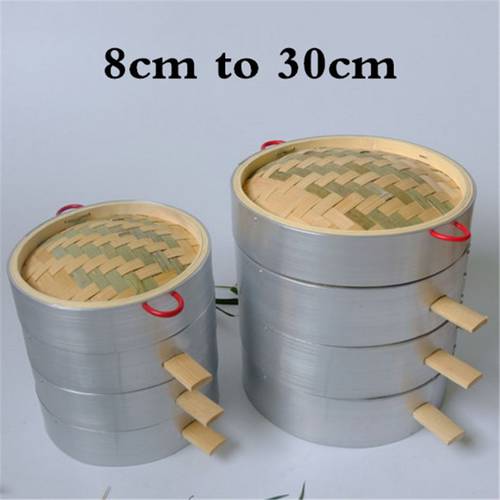 1 to 3 Cage with Cover Aluminum Bamboo Steamer stuffed bun dumpling Fish Vegetable Snack Basket pot cookware steam rice steamer
