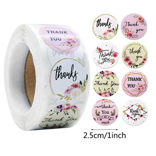 500pcs/roll 2.5cm Gift Bags Seal Stickers Thank You Label Wedding Birthday Party Favors Decoration Baking Shop Package Boxes Tag