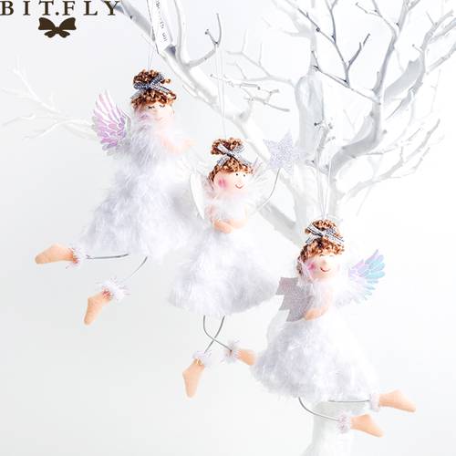 1PC Christmas Tree Ornament Angel Girl Plush Doll Hanging Pendant Decoration For Xmas Navidad New Year Party Supply Kids Gift