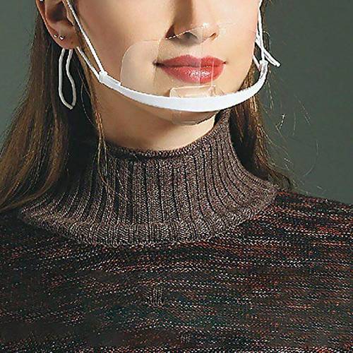 Reusable Clear Transparent PET Chef Mouth Mask Shield for Restaurant Hotel Beauty Barber Shop Anti-Fog Sanitary Open Face Guard