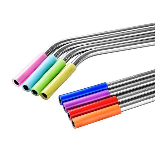 UPORS 8Pcs/Set Silicone Straw Tips Removable Straw Caps Food Grade Silicone Cover for 6mm Stainless Steel Straws Bar Accessories