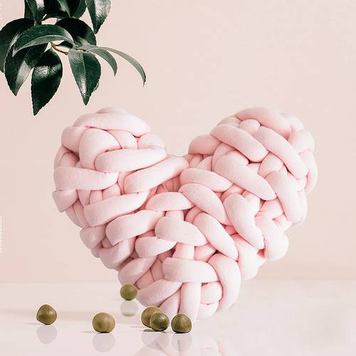 DUNXDECO Heart Pillow Knots Cushion Heart Shape Solid Color Stuffed Plush Toy Doll Present Decorative Pillow Sofa Chair Decorate