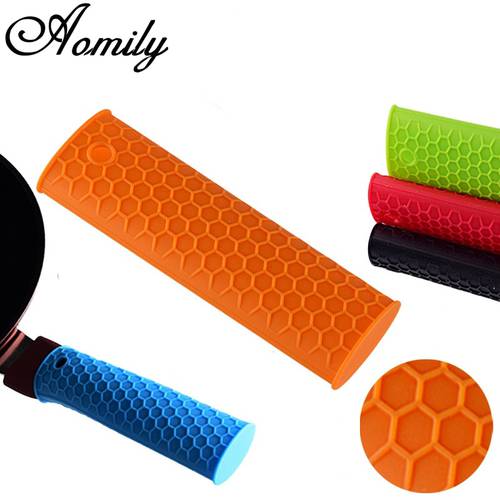 Aomily Silicone Heat Resistant Pot Handle Cover Gloves Clips Insulation Non Stick Anti-slip Bowel Holder Cooking Baking Mitts