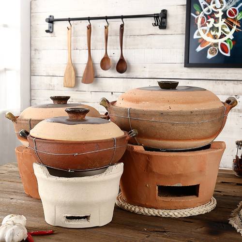 Charcoal hot soup rice cooking pot small furnace carbon pottery household old-fashioned clay stove stew pan saucepan casserole