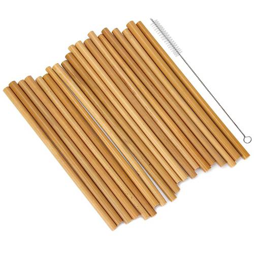 UPORS 2-6Pcs/Set Organic Bamboo Straws 23cm Reusable Drinking Straws with Brush & Bag Natural Bamboo Straw for Party Wedding Bar