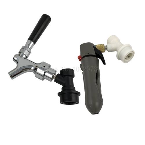 Homebrew Polished Chrome Draft Beer Tap Faucet with Co2 Keg Charger Kit Quick Disconnect Assembly For Cornelius Beer Keg