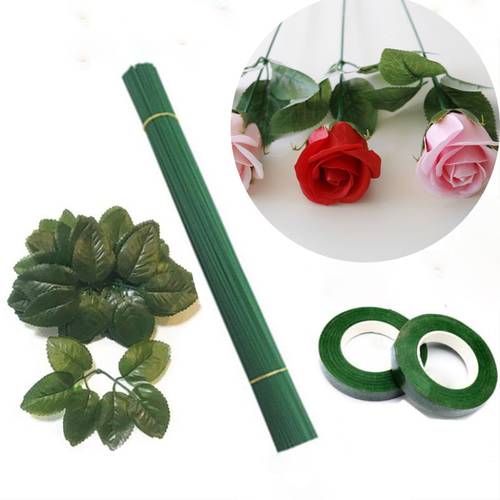 Artificial Flower Vase Decor Stem Iron Needlework Wire Plant Wall Accessories For DIY Craft Supplies Plastic Rose Stick Pole