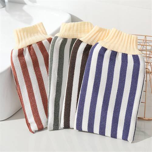 Hot Glove Bathing Towel Rubbing Mud Remove Dead Skin Scrub Thickening Striped Printing Bath Washcloth For Body Cleaning
