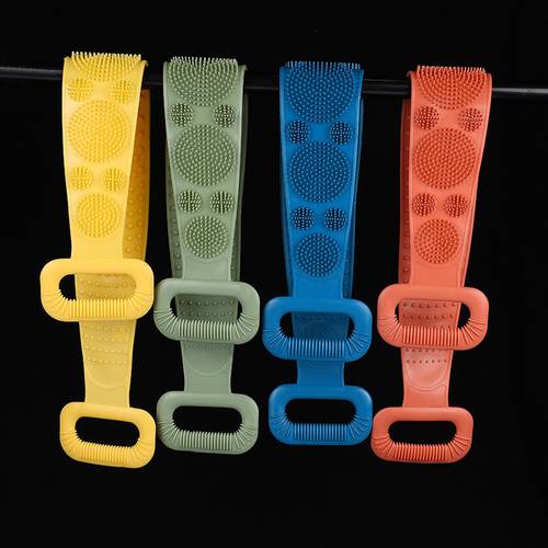 Silicone Back Scrubber Soft Loofah Bath Towel Brush Belt Body Exfoliating Massage for Shower Body Cleaning Bathroom Shower Strap