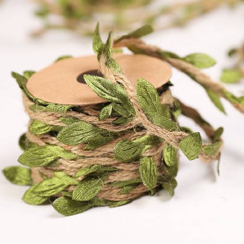 2M 5M Jute Rope Leaf Shaped Ribbon DIY Gift Wrapping Jute Twine Burlap Rustic Wedding Decoration Event Festival Party Supplies