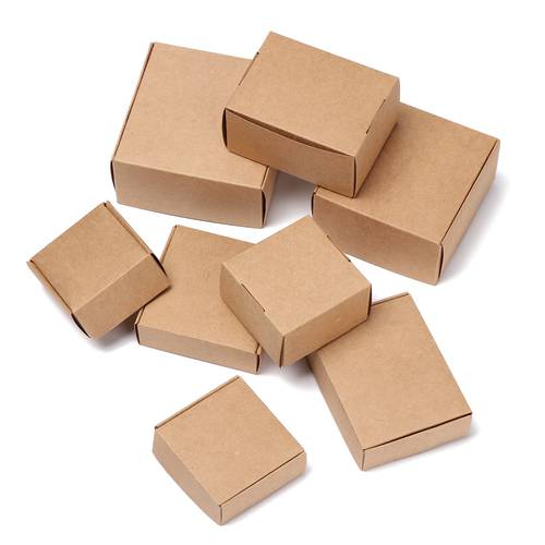 10pcs/lot Small Kraft Paper Box Brown Cardboard Handmade Soap Box White Craft Paper Gift Box Black Packaging Jewelry Box 7 Size